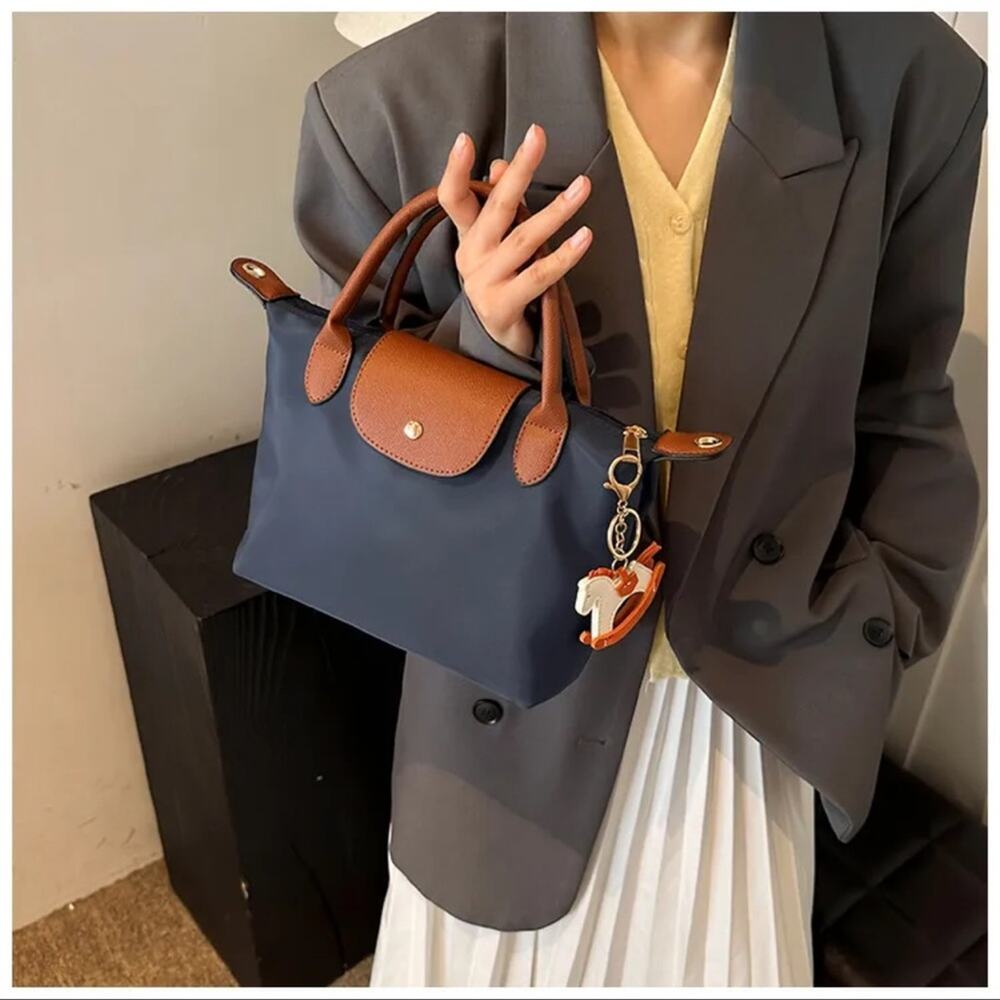 Navy and Brown Shoulder Crossbody Bag - Picture 6 of 6